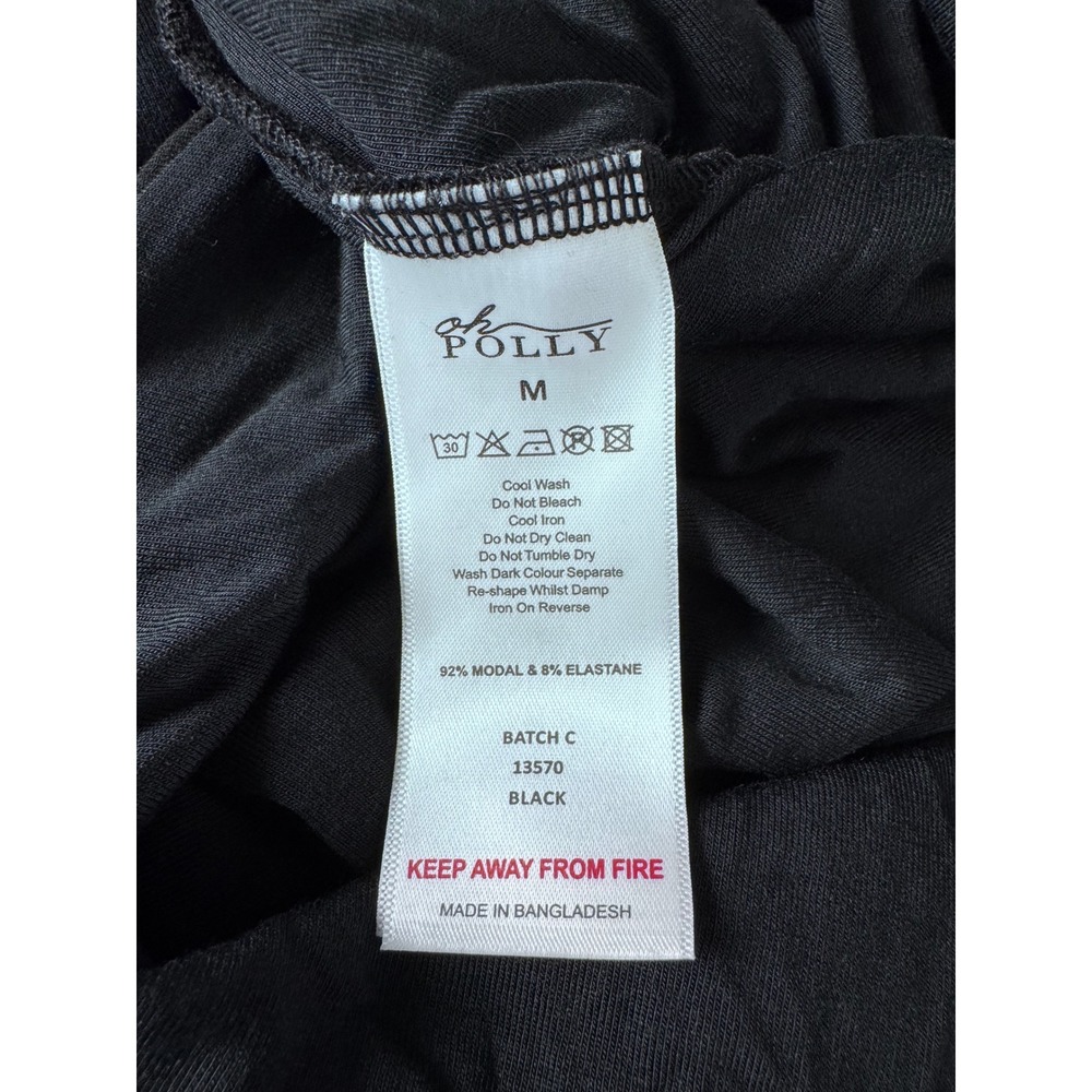 Oh Polly Black Long Sleeve Open Back Maxi Dress Ruched Modal Formal Size M NWT - Picture 7 of 10
